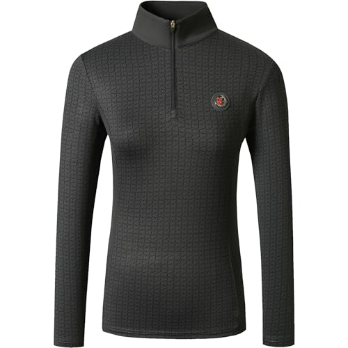 Covalliero - Damen Shirt Active - Sport Longsleeve mit Stehkragen mit Reißverschluss – atmungsaktives Langarm Sportshirt – körperbetontes Reitshirt – Reitbekleidung in Graphite – Größe M