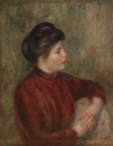 FIKAGXQGT Vintage Lienzo Pintura Decorativo Cuadro Pinturas Famosas Mujer apoyada en una silla de Pierre Auguste Renoir para la Decoración del Hogar del Dormitorio 60x90cm