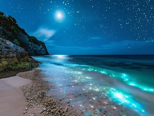 Diamond painting adulte lune plage 100x130 cm : kit complet de broderie diamant 5D pour débutant