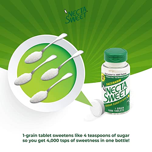 Necta Sweet Saccharin Tablets, 1-Grain, 1000 Tablet Bottle #TOP4