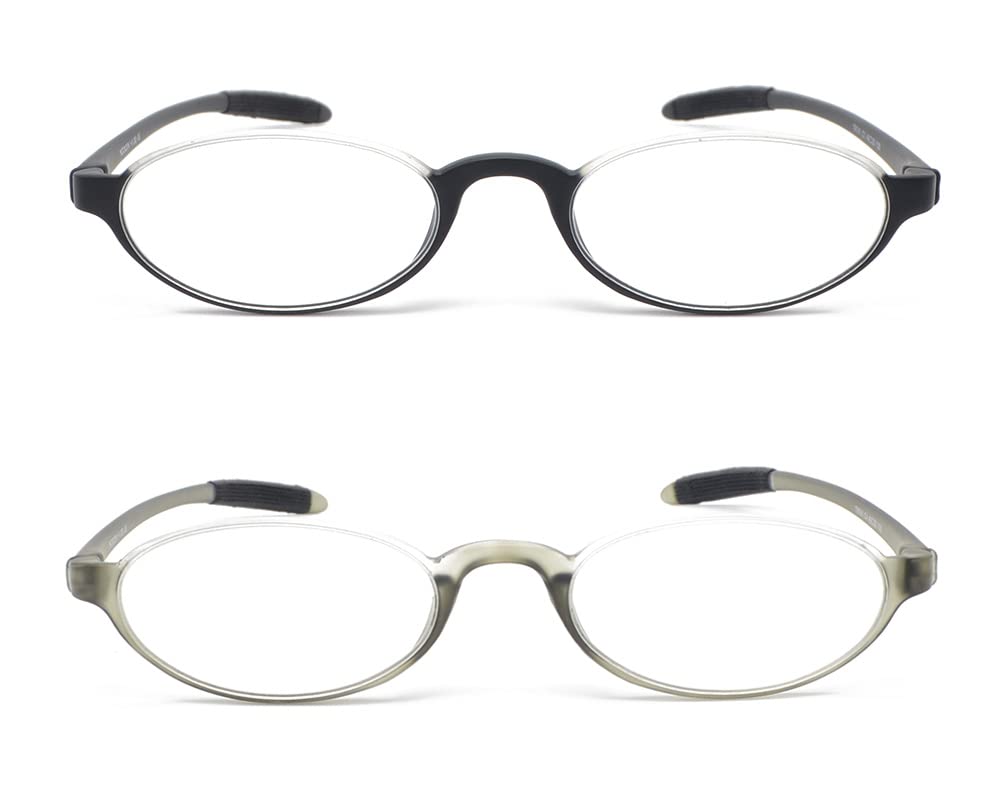 Mcoorn Gafas de Lectura Ovaladas Ligeras (Pack 2), para Mujer Hombre