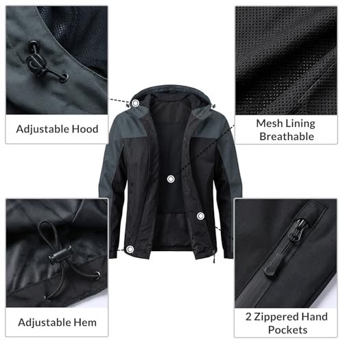 Image of LOOGU Rain Jacket for Men, Packable Waterproof Rain Shell Lightweight, S-3XL for Hiking Fishing Camping