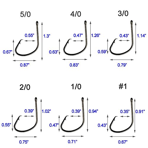 linyutech Angelhaken 160 Stück/Box Offset Sport Ring Angelhaken Salzwasser Hoher Kohlenstoffstahl Octopus Haken Größe… – Bild 3