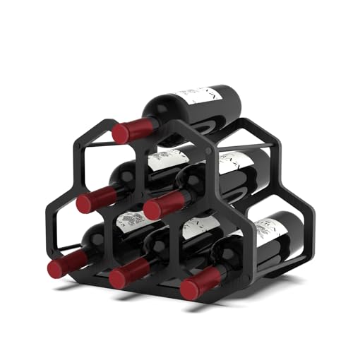 OYEFLY DIY Countertop Wine Rack,2 Tier Tabletop Wine Holder (Black)