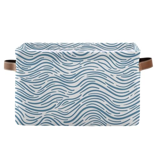 Image of Aslsiy Storage Basket Ocean Wave Doodle Nursery Bins Baby Box Canvas Clothes Shelf Basket Laundry Hamper Gift Basket for Home Closet 1 Pcs