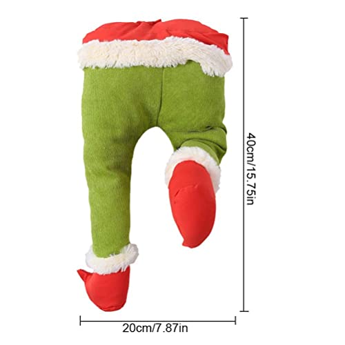 Syrisora Ornamentos de pernas de elfo verde de Natal - 39 cm perna de pelúcia Natal feriado casa fes