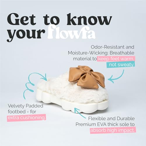 Yuki White Women’s Fuzzy Indoor Outdoor Slippers with Bow Accent – Trendy House Shoes with Non-Slip Cloud Sole for All-Day comfort shoes for women2