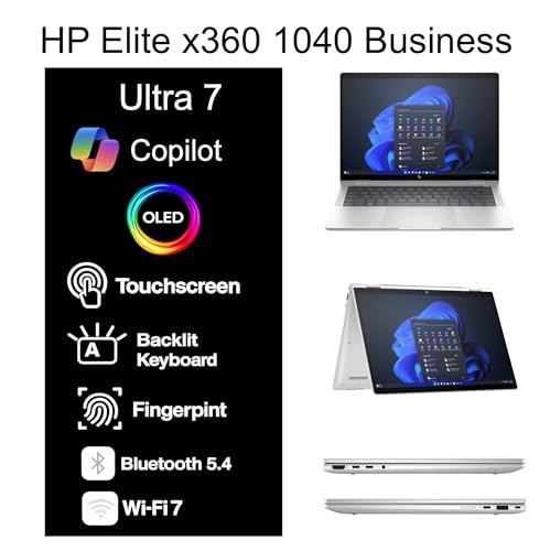 Image of HP Elite x360 1040 Business 2-in-1 Laptop 14.0 inch Touchscreen OLED 2.8K Display (Intel Ultra 7-155H, 32GB LPDDR5X, 1TB SSD, Active Pen, Backlit KB, Fingerprint, 2 Thunderbolt 4, Win 11 Pro) w /USB-C Dock