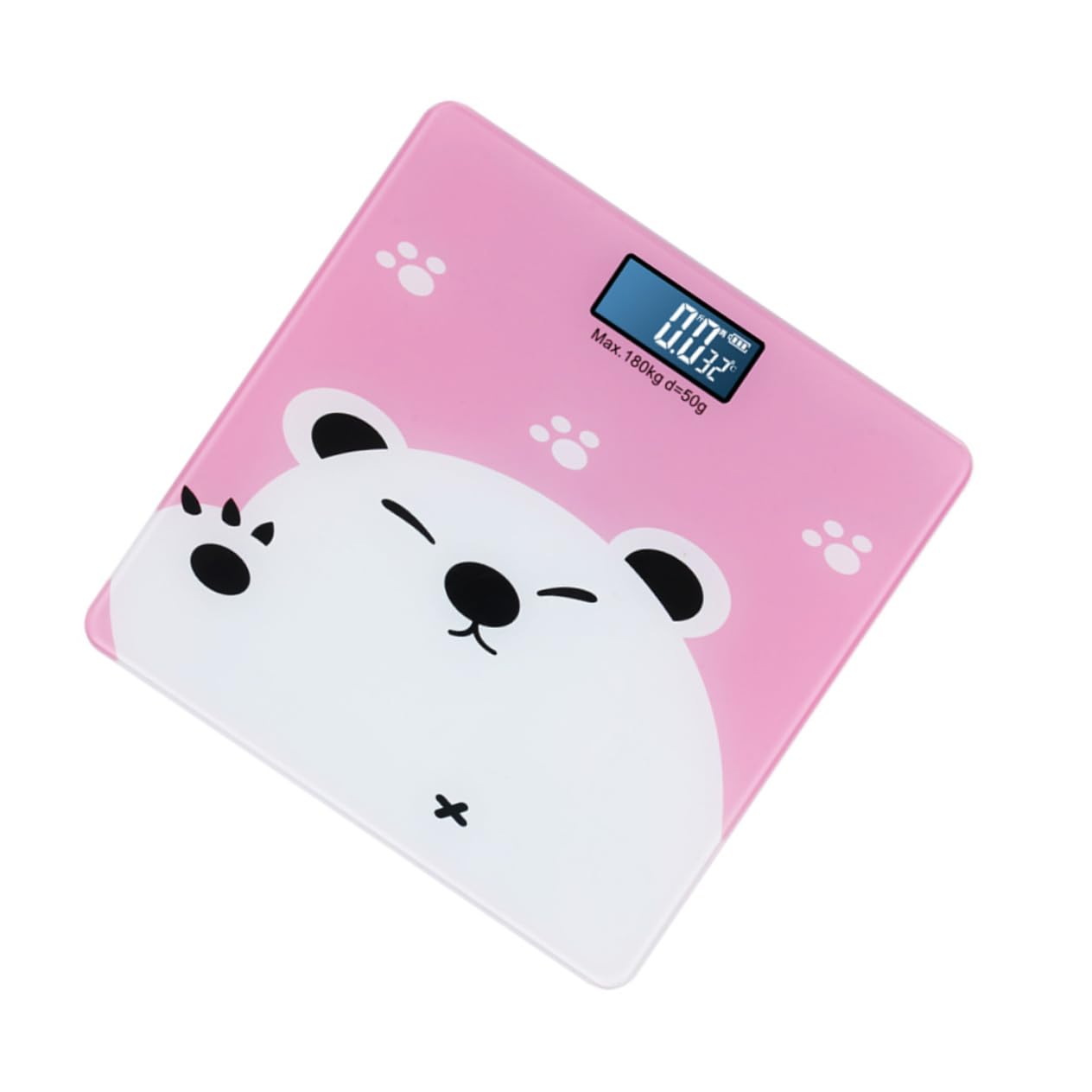 Abaodam Báscula Electrónica para Bebés y Adultos 1 Unidad, Pantalla Digital de Alta Precisión, Diseño Dibujos Animados de Oso Rosa, Función de Medición de Temperatura, Uso Doméstico y Familiar