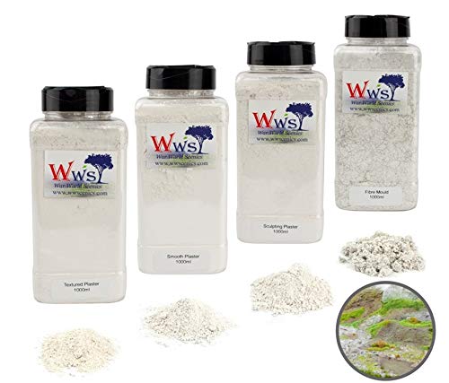 War World Scenics Model Plaster Set of 4 in 500ml Canisters - Modelling System Railway Diorama Sculpting Scenery Landscape Wargame Military Fibre Mould