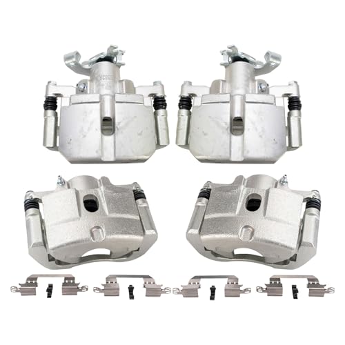 Image of TRQ Front and Rear Brake Caliper Set Zinc Coated Brackets Hardware Compatible with 2013-2016 Dodge Dart