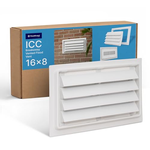 FloodGuard Vents ICC Breakaway Vented Flood Vent 168 ICC-ES Certified FEMA & NFIP Compliant Automatic Foundation Flood Vent for Crawl Space Covers Up to 305 Sq Ft UV-Treated ABS White