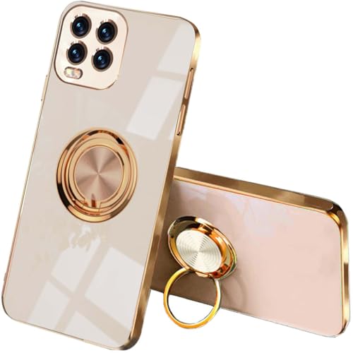 SEAHAI Cover per Xiaomi Mi 10 Lite 5G, Custodia Ultra Sottile ed Elegante in Silicone TPU, Glitter Placcatura Phnom Penh Design Cover Antiurto Case con 360° Anello Supporto, Rosa
