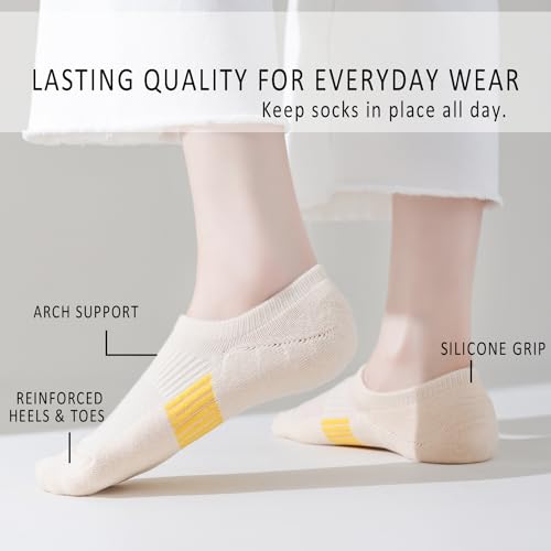 Image of EPEIUS Thick No Show Socks for Women Athletic Ankle Socks Cushioned Running Low Cut Non Slip Footies 3 /6 Pairs