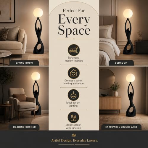 Image of Smartway Signora Modern LED Floor Lamp with E27 3-Color Bulb | Elegant Standing Lamp for Living Room & Bedroom Corner | Home Decor Lighting for Hotel & Office