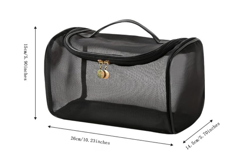 Transparent Nylon Mesh Cosmetic Bag Pouch, Travel Bag for Toiletries – Soft, Durable & Portable Makeup Organizer, Business & Everyday Use, Makeup Bag, for Women and Men, Large Capacity3