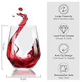 Flow Barware 480ml Stemless Wine Glasses for Red, White, Rose, Gin or Water | Set of 6 No Stem Crystal Tumbler Drinking Glasses - Image 3