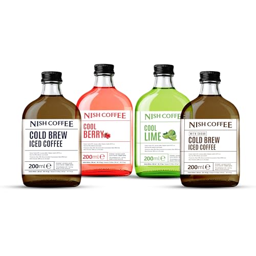 Coffee Cold Brew 4'lü Set (Şekerli-Şekersiz-Berry-Lime) 4x200 ML, Cam Şişe