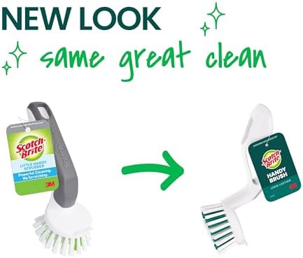 Scotch-Brite Handy Brush, Small and Durable Dish Brush with Handle for Scrubbing Hard-to-Reach Cookware, Tubs, Sinks, Car Tires, and More without Scratching, Antimicrobial, and Rinses Clean - 1