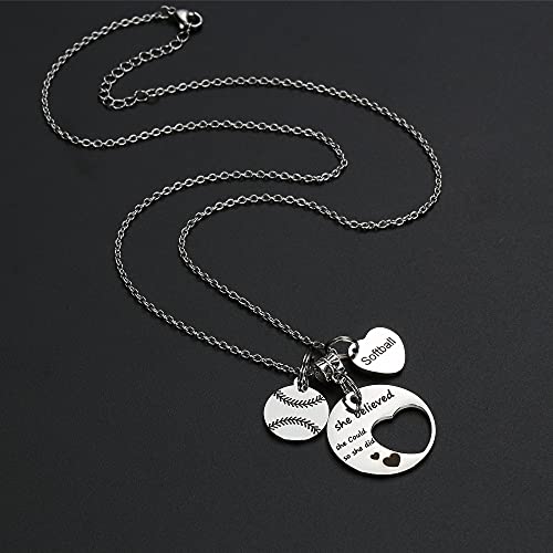 image for FYXYZ Softball Necklace Softball Gifts for Girls Women Teens Softball 