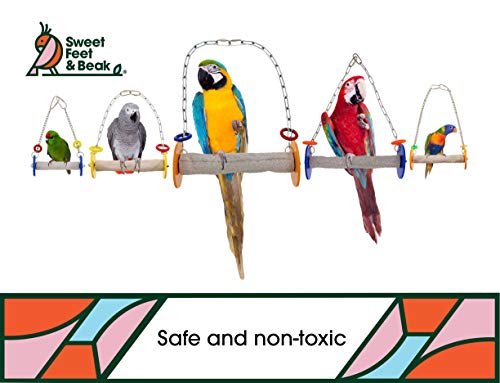 Sweet Feet And Beak Roll Bird Swing - Pumice Perch Bird Toys Trims Nails And Beaks, Safe And Non-Toxic Bird Cage Accessories For Small And Large Birds, Swinging Toys Birds Will Love, Xsmall 4.5 Inches #TOP4