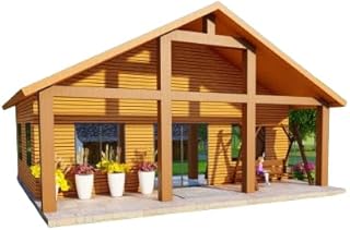 952sqft Tiny Cabin Design Blueprints: Featuring 2 Bedrooms, 1 Bathroom, Kitchen, Dining Area, and Living Room
