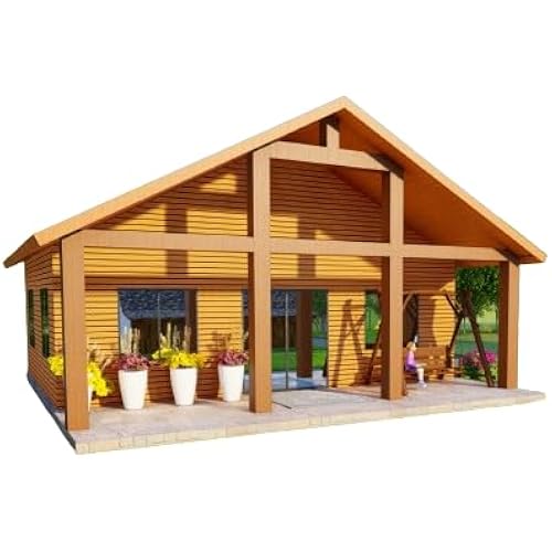 952sqft Tiny Cabin Design Blueprints: Featuring 2 Bedrooms, 1 Bathroom, Kitchen, Dining Area, and Living Room