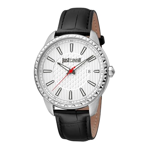 Montre analogique Just Cavalli Homme avec bracelet cuir gris JC1G176L0115