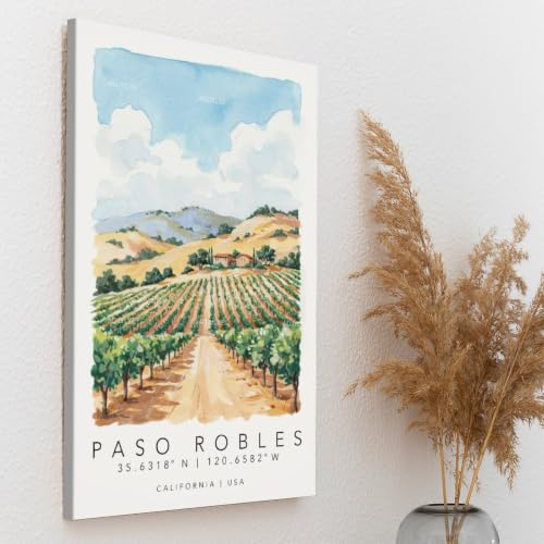 Paso Robles Poster voyage aquarelle 40x60cm pour décoration