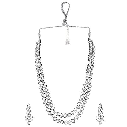 Image of Peora Kundan Faux Pearl Necklace & Jewellery Set Gift for Women