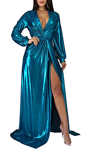 Image of Formal Long Sleeve Dress for Women Sequin Bodycon Ruched Sparkly Dresses