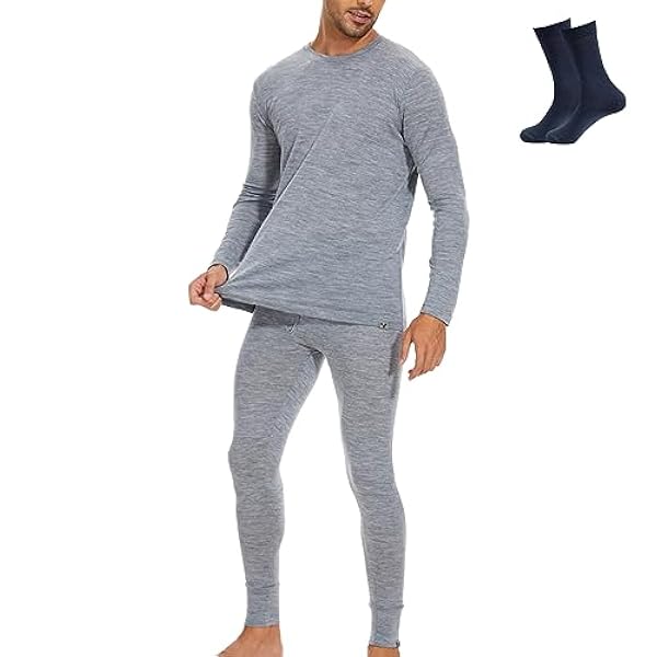 MERINNOVATION 100% lana merino Harren Set leggero, medio, biancheria intima termica in lana merino, maglietta a maniche lunghe