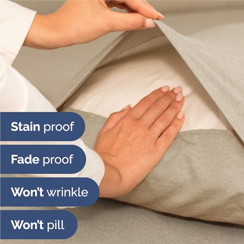 Image of Split King 7 Piece Bed Sheet Set - Breathable & Cooling - Heathered Beige | Ultra-Soft Hotel Luxury Bedding Set w / 8-16 Inch Deep Pockets, 1 Flat & 2 Fitted Sheet & 4 Pillowcases, Wrinkle & Fade Free