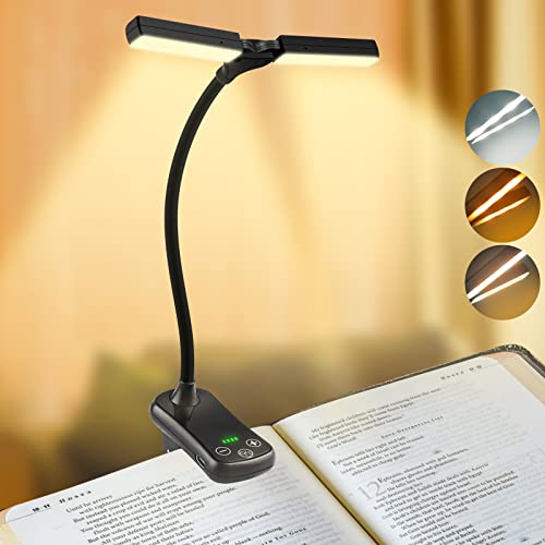 Electight Leselampe Buch Klemme mit 2 Köpfen, USB Wiederaufladbar...