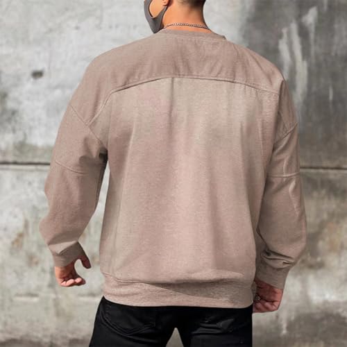 XYGJZ Mens Casual Crewneck Sweatshirt Patchwork Long-Sleeve Pullover Shirt Tops2