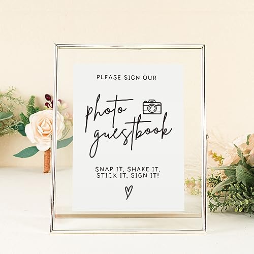 Image of Calculs Wedding Guest Book Sign, 10x12 Silver Floating Picture Frame | Double glass metal frame, fits 8x10 insert, photo guest book station, reusable tabletop frame for signs and photos