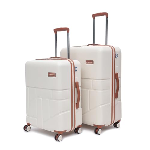 Image of uppercase Rock (M+L) Set of 2, Check-in Trolley Bag, Hardsided Anti-Scratch 8 Wheel Luggage, TSA Lock & Anti-Theft Zippers, Suitcase for Unisex, 2000 Days Warranty (Beige)