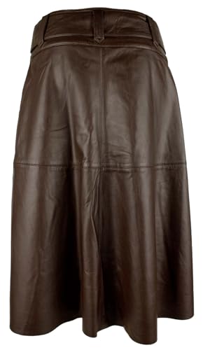 Lauren Ralph Lauren Women's Belted Lambskin Leather Midi Skirt 8 Brown2