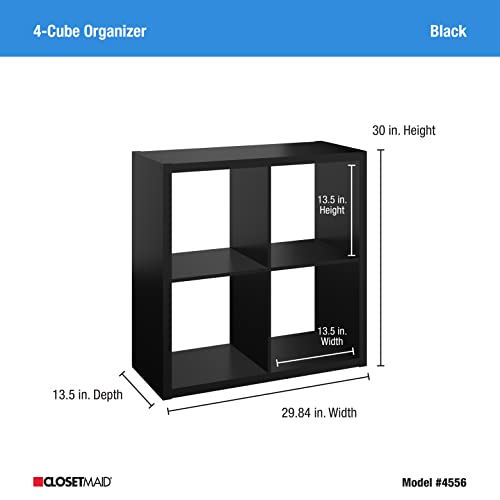 Image of ClosetMaid Decorative Open Back 4-Cube Storage Organizer, Black