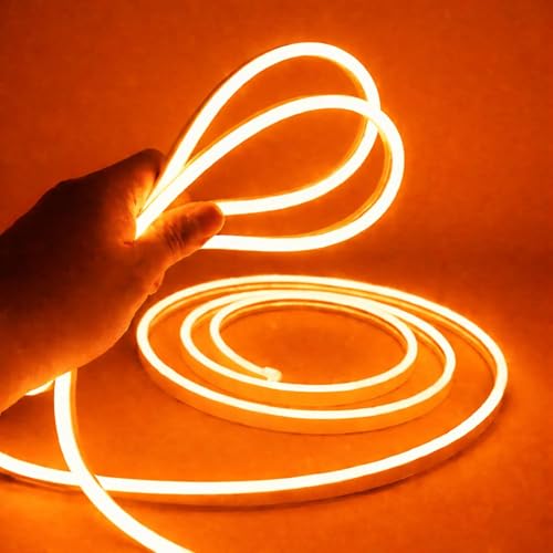 Image of NEWNESS Orange Neon LED Strip Light 13.2 Feet with Adapter | Flexible IP65 Waterproof Silicone Rope Light for Bedroom, Ceiling, Gaming Room, Party & Outdoor Decoration