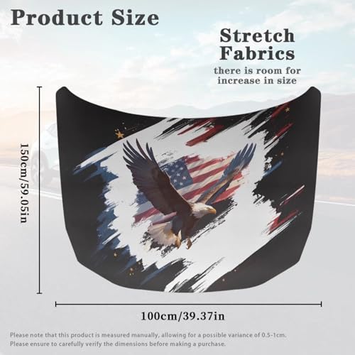 Image of American Flag Eagle Print Car Hood Cover Elastic Polyester Car Hood Cover Detachable Auto Exterior Accessories Easy Install for Car Hood Decoration and Protection