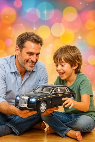 Image of DREAMY DEN Exclusive Alloy Metal Pull Back Die-cast Car 1:32 Roll Royce Phantom Diecast Metal Pullback Toy car with Openable Doors & Light, Music Boys Gifts Toys for Kids【 Black 】