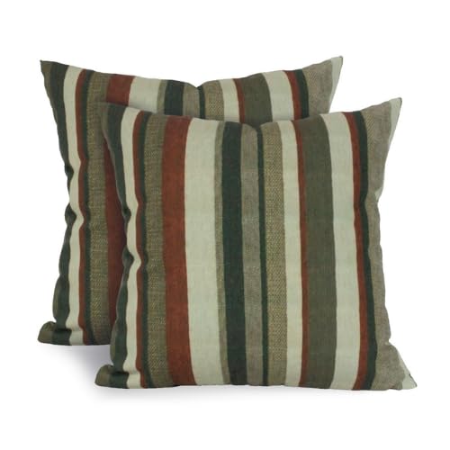 Pack of 2 Stripe Throw Pillow Covers, Neutral Decorative Striped Pillow Covers, Home Decor for Living Room, Couch, Sofa, 18x18 Inch Vintage Beige,