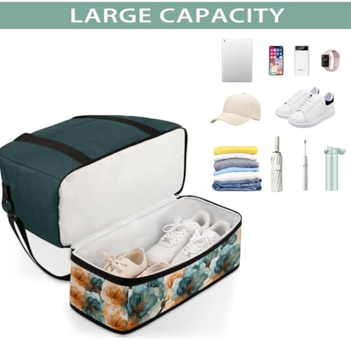 Sports Gym Bag Flower Retro Abstract Large Travel Duffel Bag With Shoe Compartment Foldable Waterproof Carry-On Weekend Travel Bags for Camping Overnight Yoga Hospital Travel Bags4