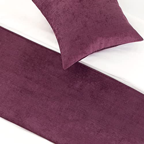Amberis Bed Runner Purple, Chenille Soft No Fading Modern Bed Scarf #TOP2