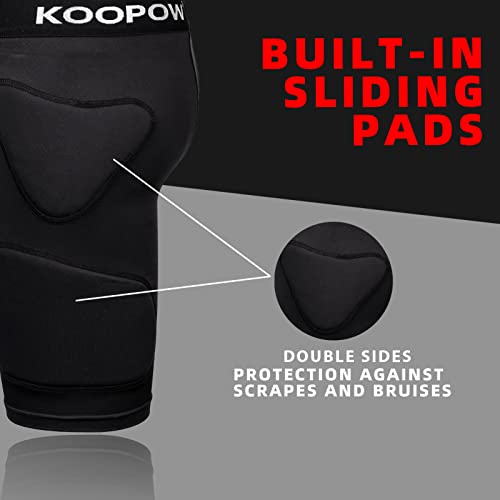 Koopow Youth Sliding Shorts Boys Padded Slider Shorts Sliding Pads With Cup Pocket For Baseball, Football, Hockey, Lacrosse #TOP3