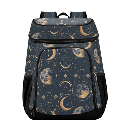 Moon Boho Cooler Backpack Leakproof Insulated Lunch Cooler Bag 30 Cans Camping Backpacks for Picnic Beach Road Trip