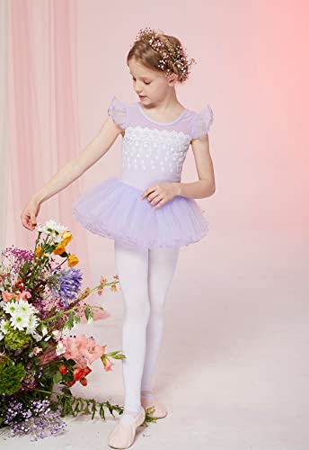MdnMd Fly Short Sleeve Lace Dance Ballet Tutu Leotard Ballerina Outfit for Toddler Girls2