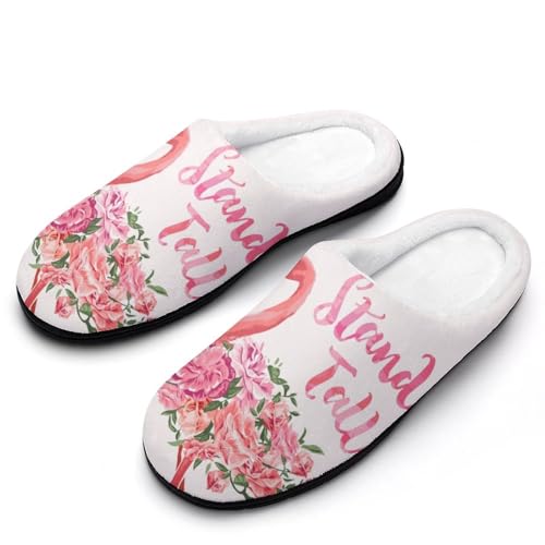 GIOKQB Flamenco Rojo Zapatillas Casa Mujer Invierno Caliente Peluche Pantuflas Comoda Slippers