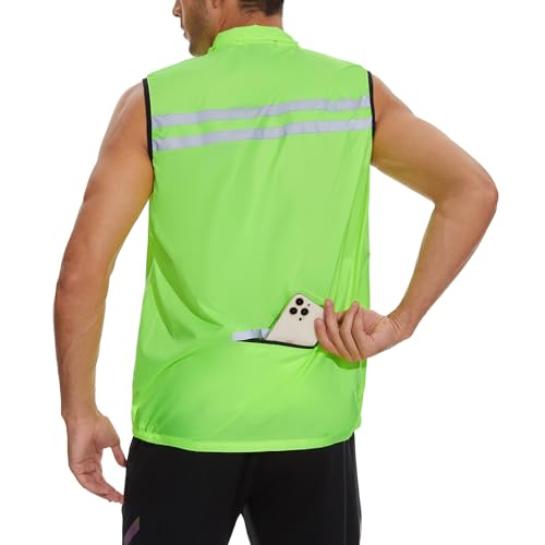 Image of bpbtti Men's Hi-Viz Safety Running Cycling Vest Sleeveless Windbreaker vests- Windproof and Reflective